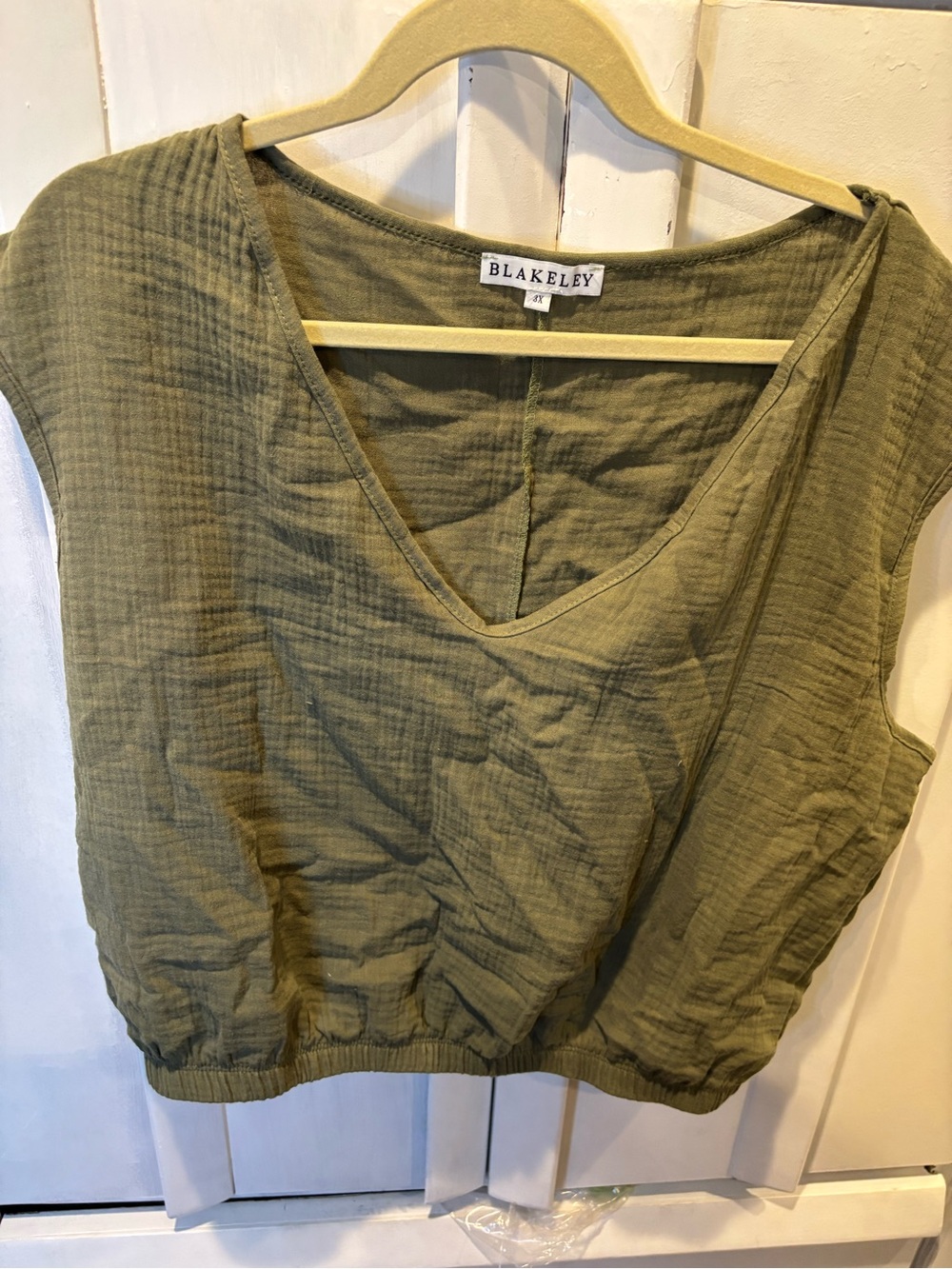Blakeley Olive Green V-Neck Sleeveless Tank